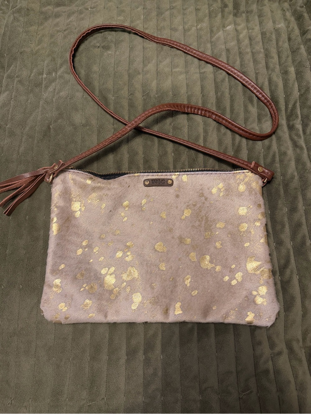 Wild Goose Taupe and Gold  Crossbody Bag
